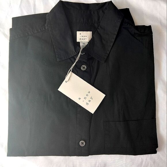 NWT A New Day Black XS Boyfriend Button Down - Picture 4 of 6
